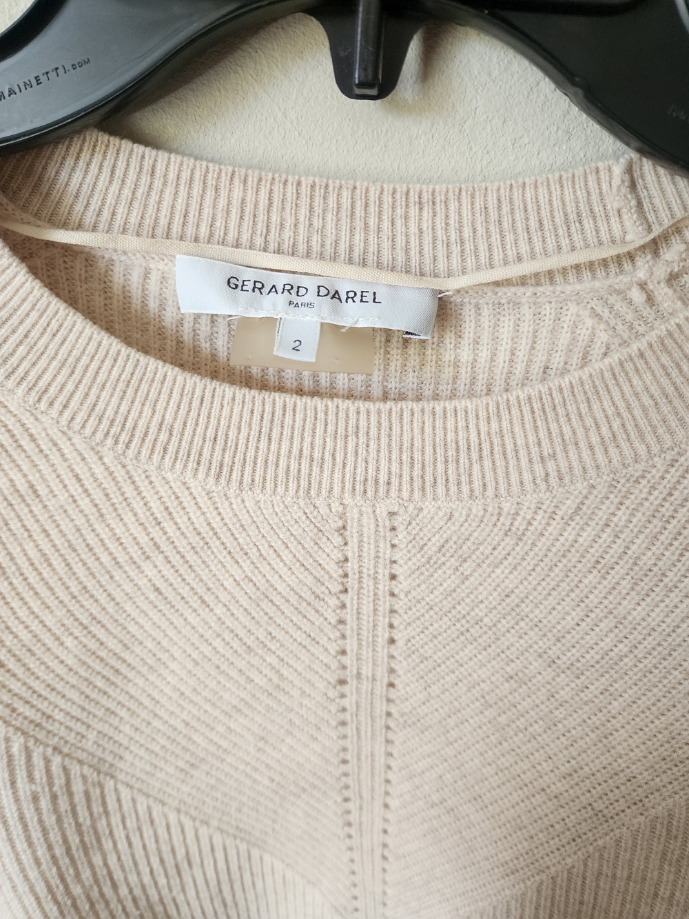 Gerard Darel Cream Ribbed Crewneck Sweater Size 2 - Picture 3 of 4